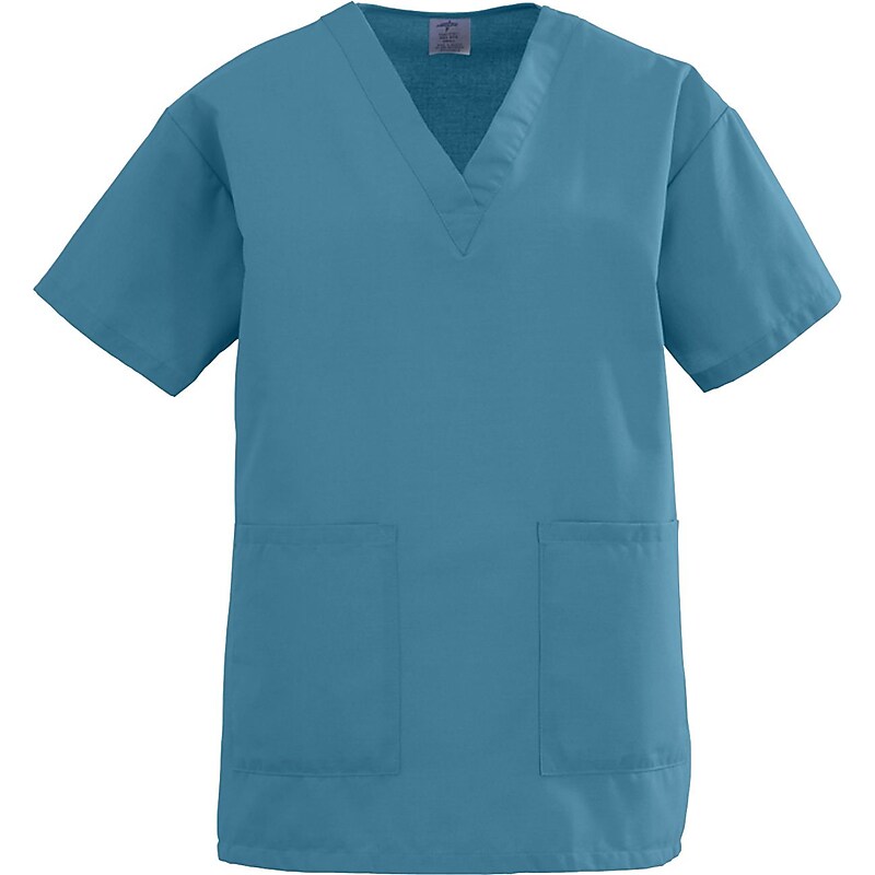 Medline AngelStat Ladies Cotton/Polyester Blend Scrub Top, Peacock, Medium image 1