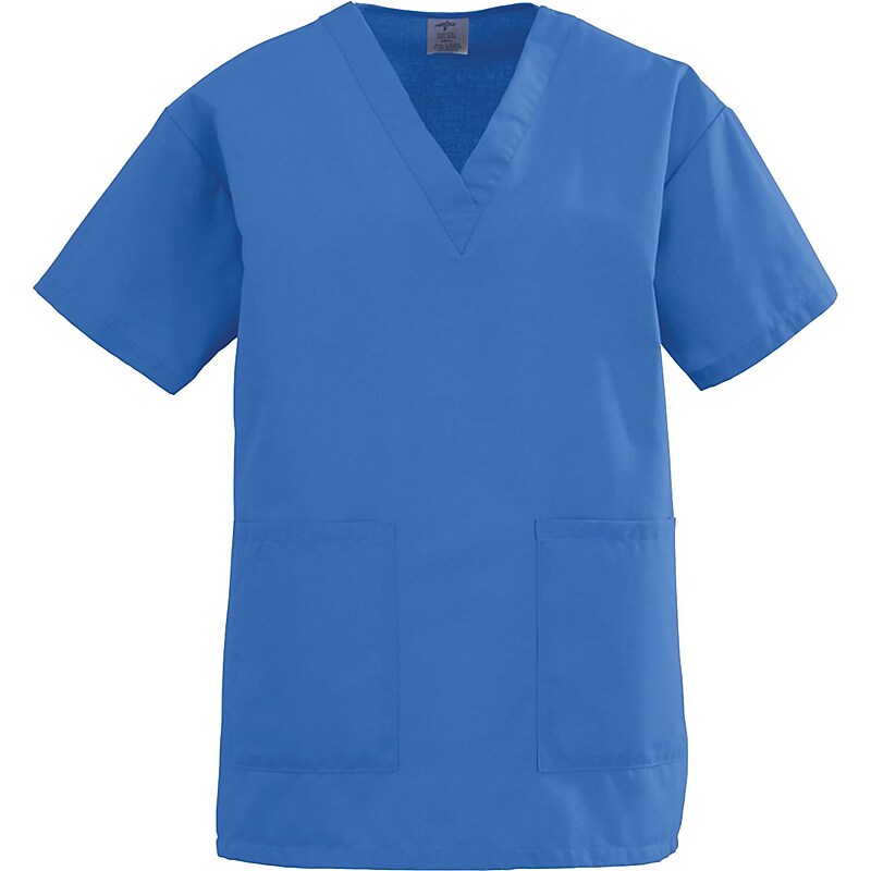 Medline AngelStat Ladies Cotton/Polyester Blend Scrub Top, Sapphire, Large image 1