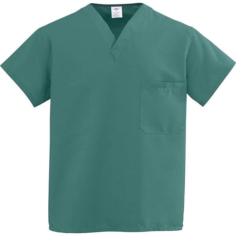 ComfortEase Unisex One-pocket V-neck Reversible Scrub Tops, Evergreen, XS (910JEGXS-CM) image 1