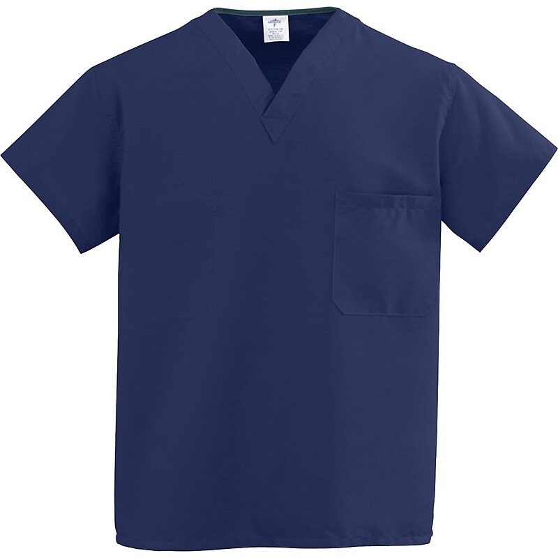 ComfortEase Unisex One-pocket V-neck Reversible Scrub Tops, Midnight Blue, XS (910JNTXS-CM) image 1