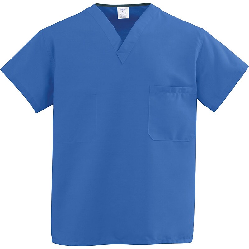 ComfortEase Unisex One-pocket V-neck Reversible Scrub Top, Royal Blue, Medium (910JRLM-CM) image 1