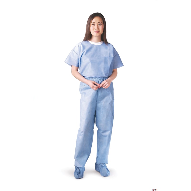 Medline Disposable Elastic Scrub Pants, Blue, Large, 30/Carton (NON27213L) image 1