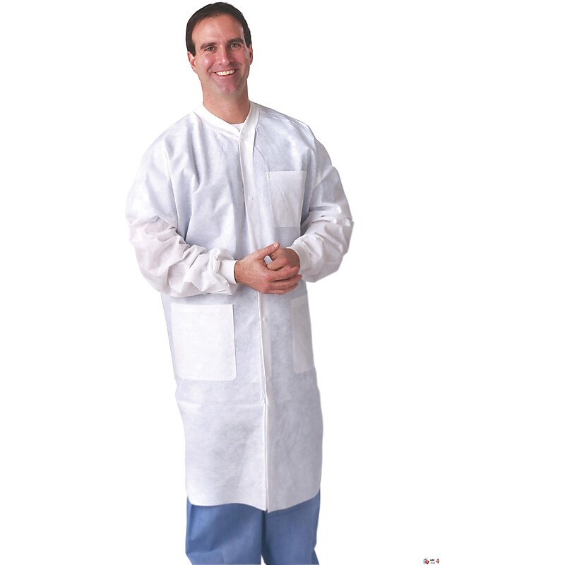 Medline Unisex Knit Cuff/Knit Collar Multi-layer Lab Coats, Blue, Medium, 30/Pack (NONSW600M) image 1