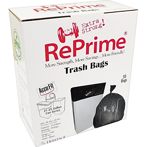 Shop Staples for Heritage Reprime Accufit Trash Bags, Black, 23 Gallon