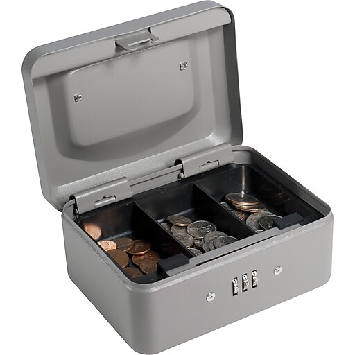 Barska Cash Box, 6 Compartments, Gray (CB11782) | Staples