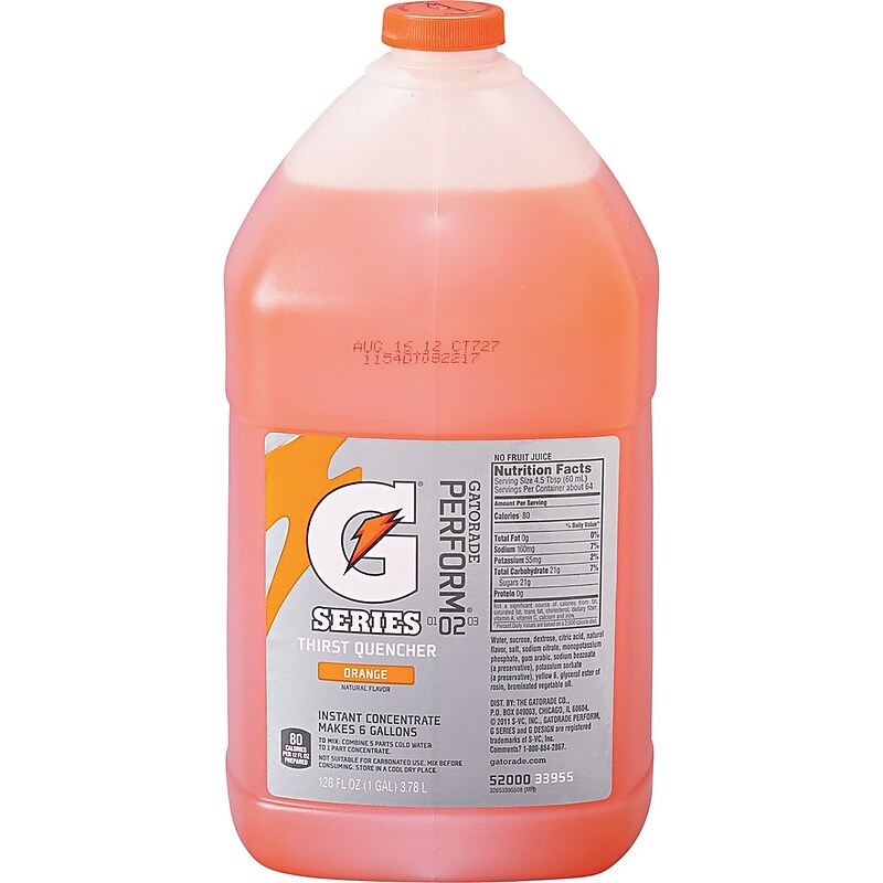 Gatorade® 6 Gal Yield Liquid Concentrate Energy Drink, 1 Gal Jug, Orange, 4/Carton image 1