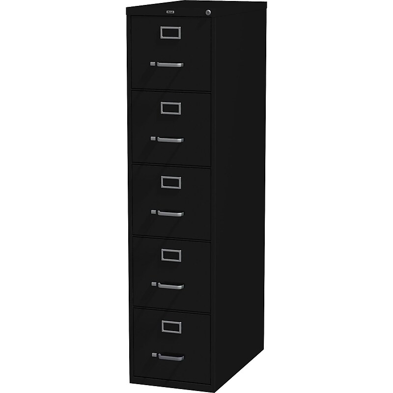 Lorell Commercial Grade Vertical File Cabinet, Black, 15" x 26.5" x 61" (LLR48498) image 1