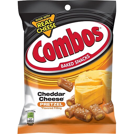 Combos® Cheddar Cheese Pretzels, 6.3 oz. Bags, 12 Bags/Box Staples