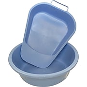 Medline Round Plastic Washbasins, Light Blue, 5 qt, 12/Pack