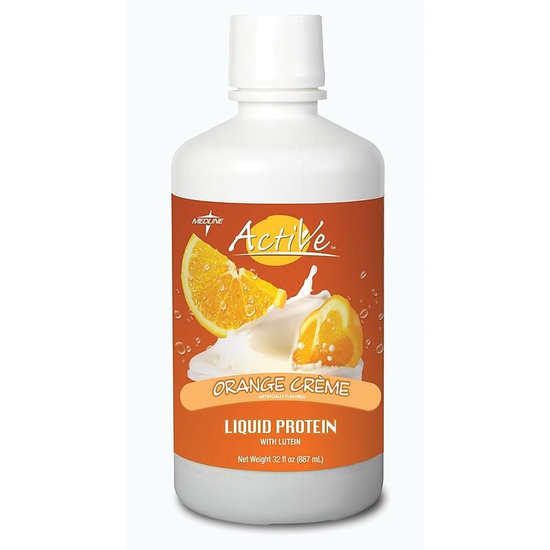Medline Active Liquid Protein with Lutein, Orange Creme, 32 fl. oz., 4/Carton (ENT693OC) image 1