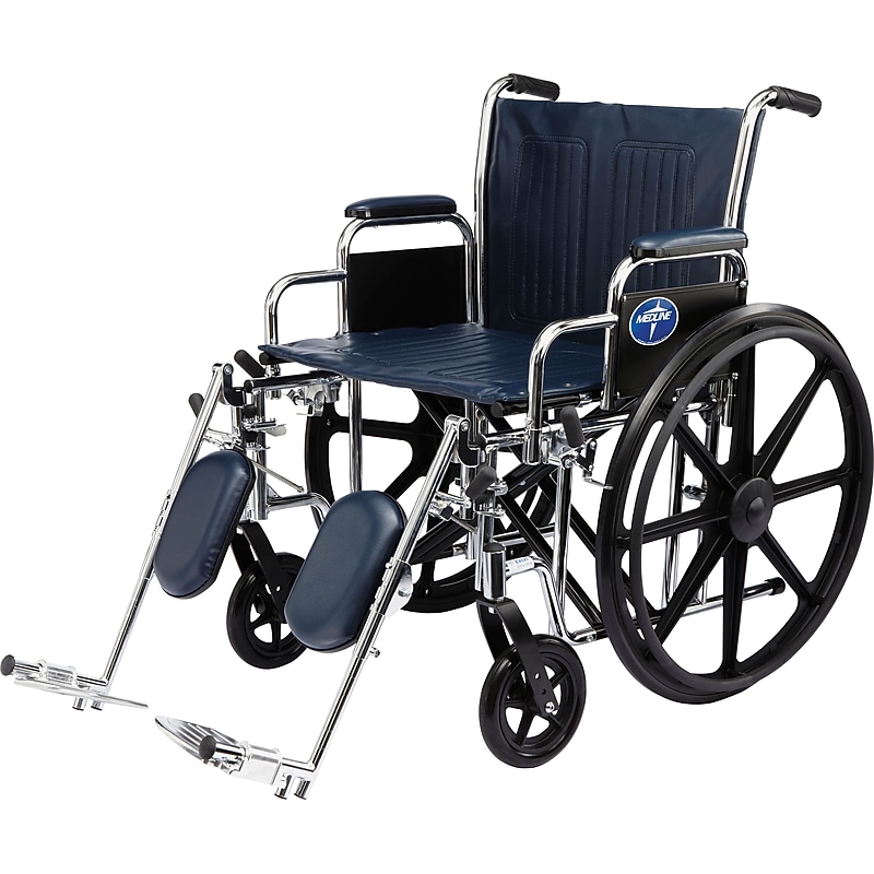 Medline Excel Extra-wide Wheelchairs, 20" W x 18" D Seat, Removable Full Arm, Elevating Leg (MDS806750FLA) image 1