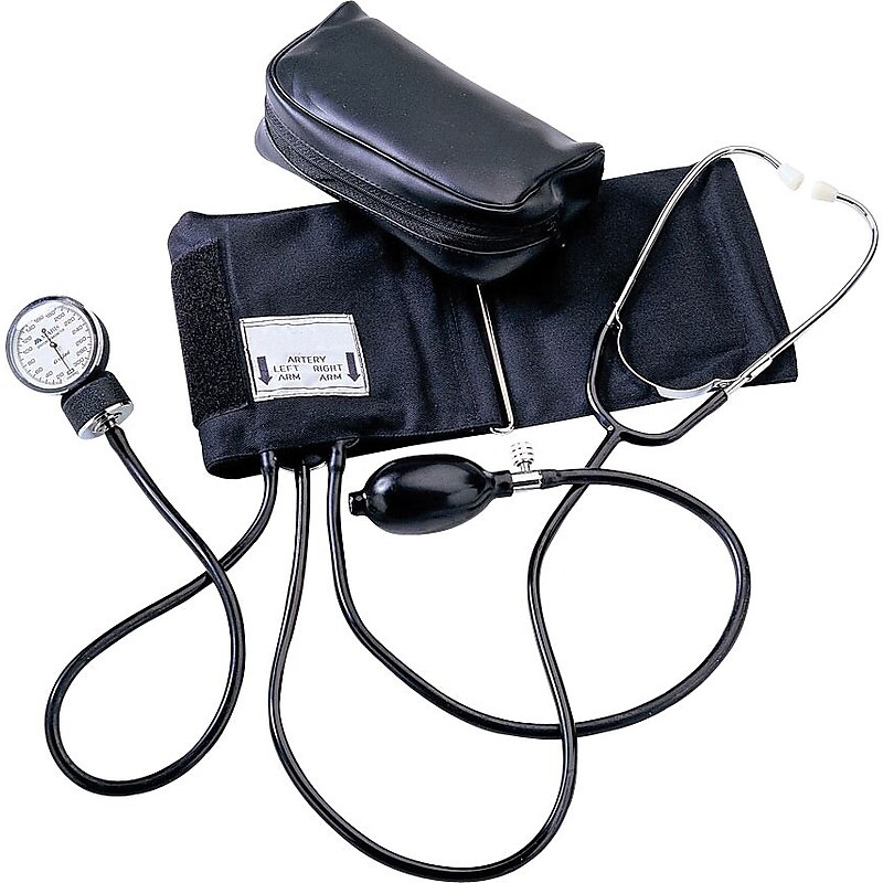 Medline Blood Pressure Kit with Attached Stethoscope, Adult Size, Black (MDS9301) image 1