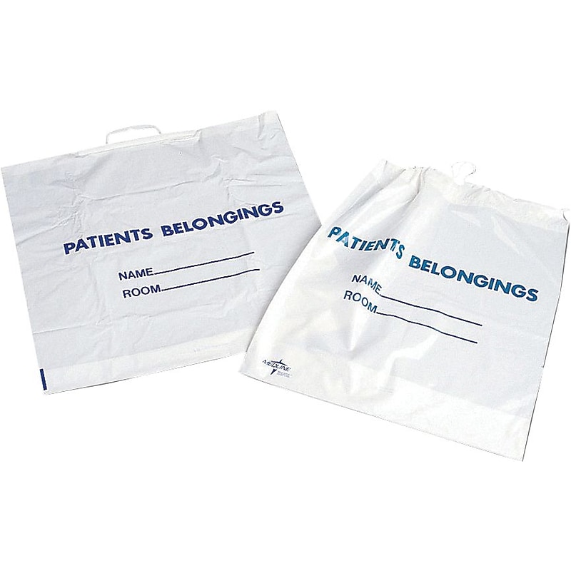 Medline Rigid Handle Patient Belonging Bags, White, 250/Pack (NON026320) image 1