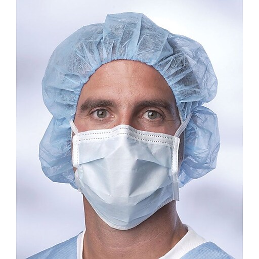 Medline Standard Surgical Face Masks with Ties, Blue, 300/Pack Staples