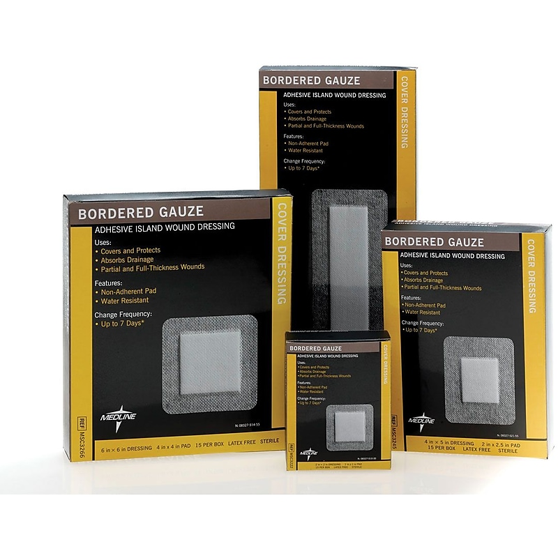 Medline Sterile Bordered Gauzes, 10" L x 4" W, 15/Box image 1