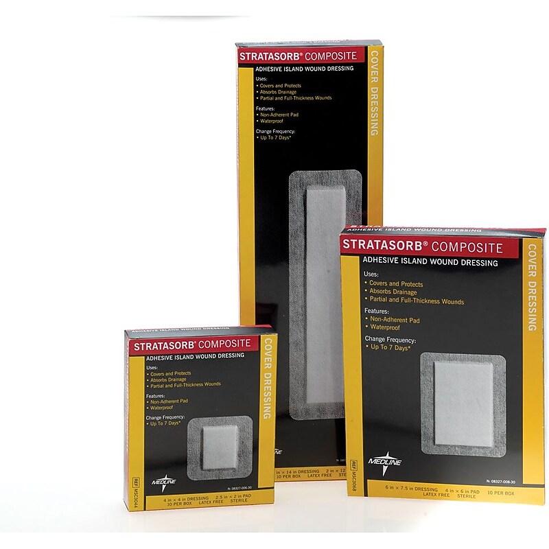 Stratasorb Composite Dressings, 4" L x 4" W, 10/Box (MSC3044Z) image 1