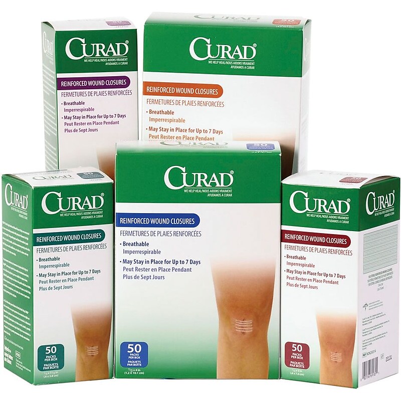 Curad Medi-Strips Sterile Reinforced Wound Closure Strips, 4" L x 1/2" W, 300/Box (NON250412Z) image 1