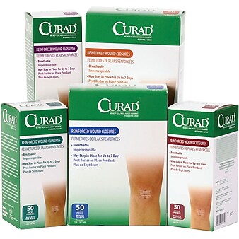 Curad® Medi-Strips® Sterile Reinforced Wound Closure Strips, 3" L x 1/8" W, 50/Box
