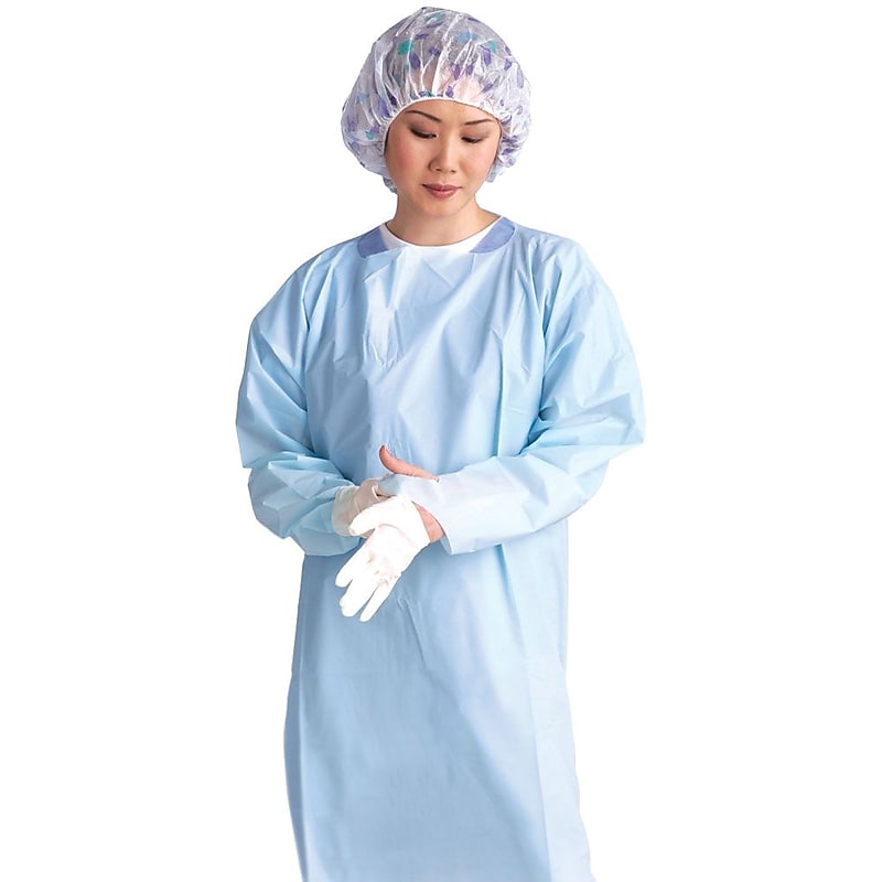 Thumbs Up Polyethylene Isolation Gowns, Blue, Regular/Large, Thumb Loop Wrist, 100/Pack (NONTH100B) image 1
