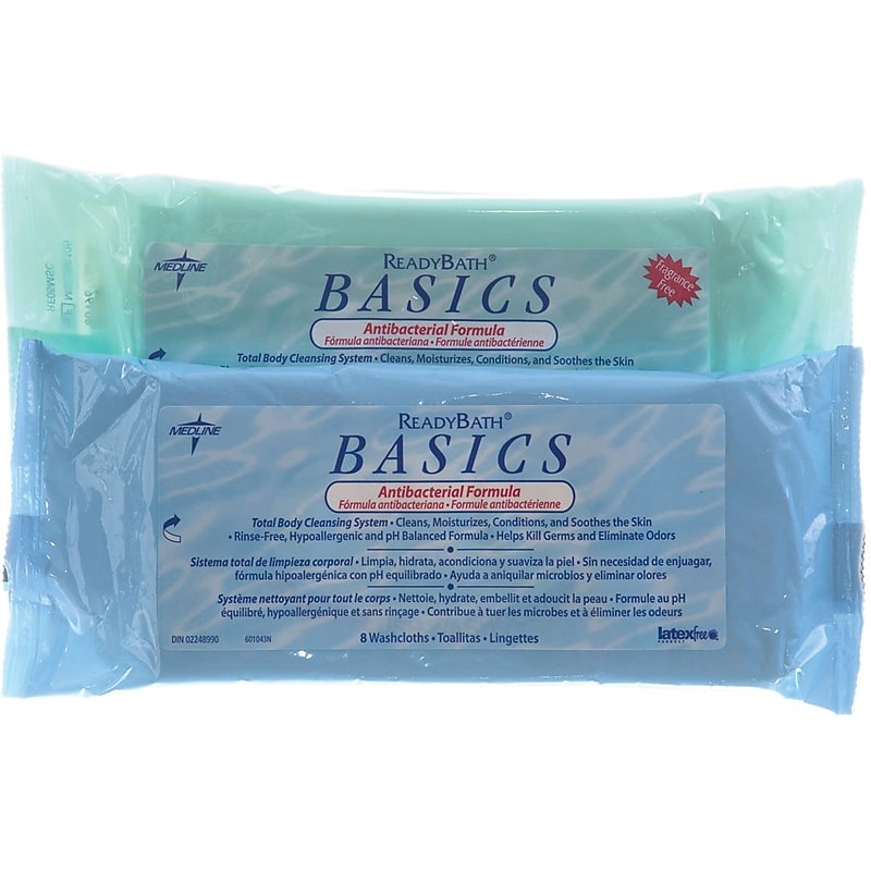 ReadyBath Basics Antibacterial Washcloths, Fragrance Free, 8/Pack (MSC095105H) image 1