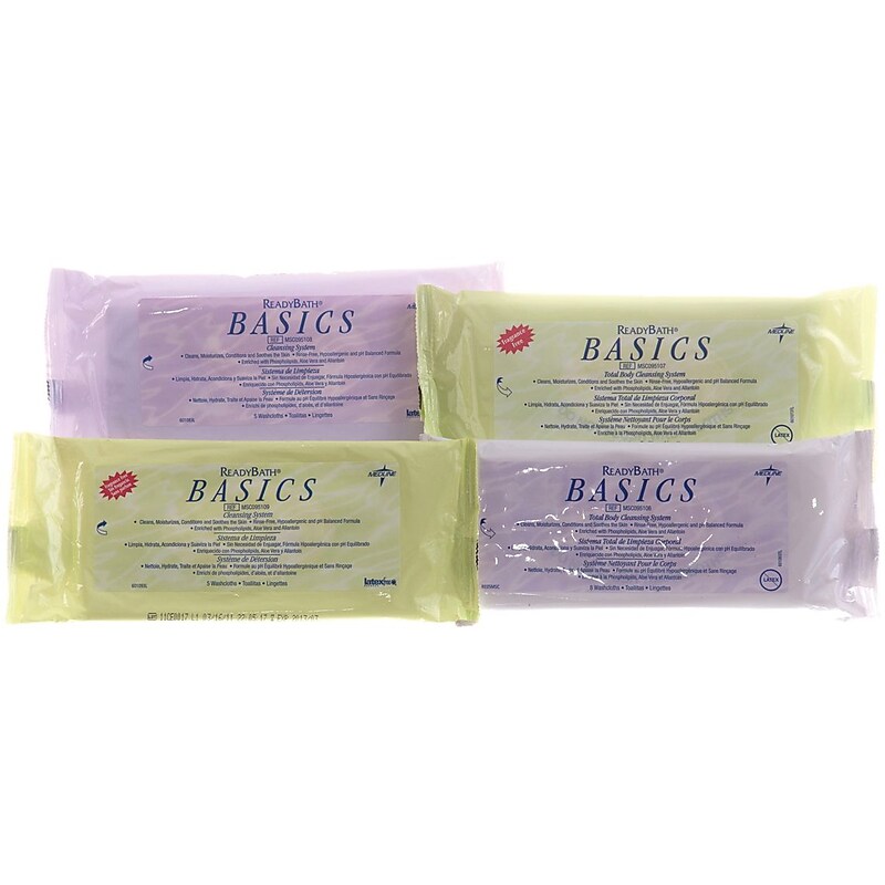 ReadyBath Basic Wipes, 8" x 8" Size, Fragrance-free, Soft Pack Container, 30/Pack, 5/Pack image 1