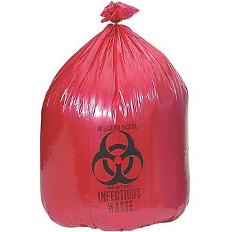 Medline Biohazard Liners; 4 gal, 17" L x 17" W, Red, 500/Pack
