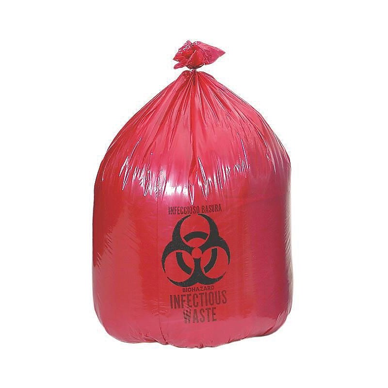 Medline Biohazard Liners; 4 gal, 17" L x 17" W, Red, 500/Pack image 1