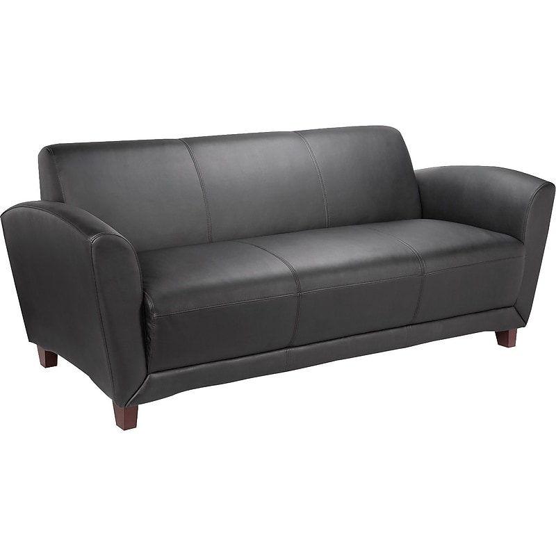 Lorell Leather Reception Sofa, Black (LLR68950) image 1
