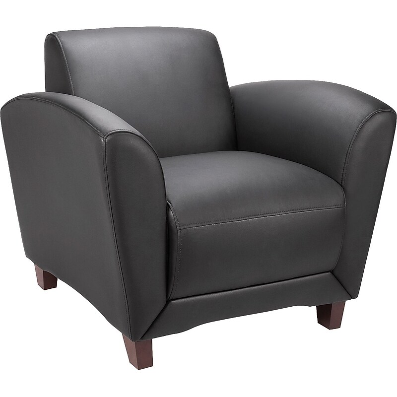 Lorell Leather Reception Chair, Black (LLR68952) image 1