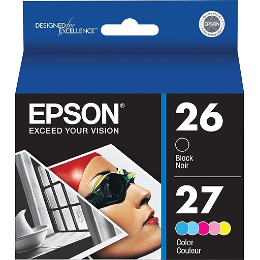 Epson 26/27 Black and Color Ink Cartridges (T026201BCD), Combo 2/Pack