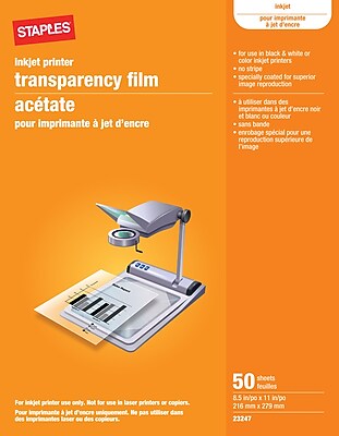 Staples® Universal Quick Dry Color and Black Ink Jet Transparency ...