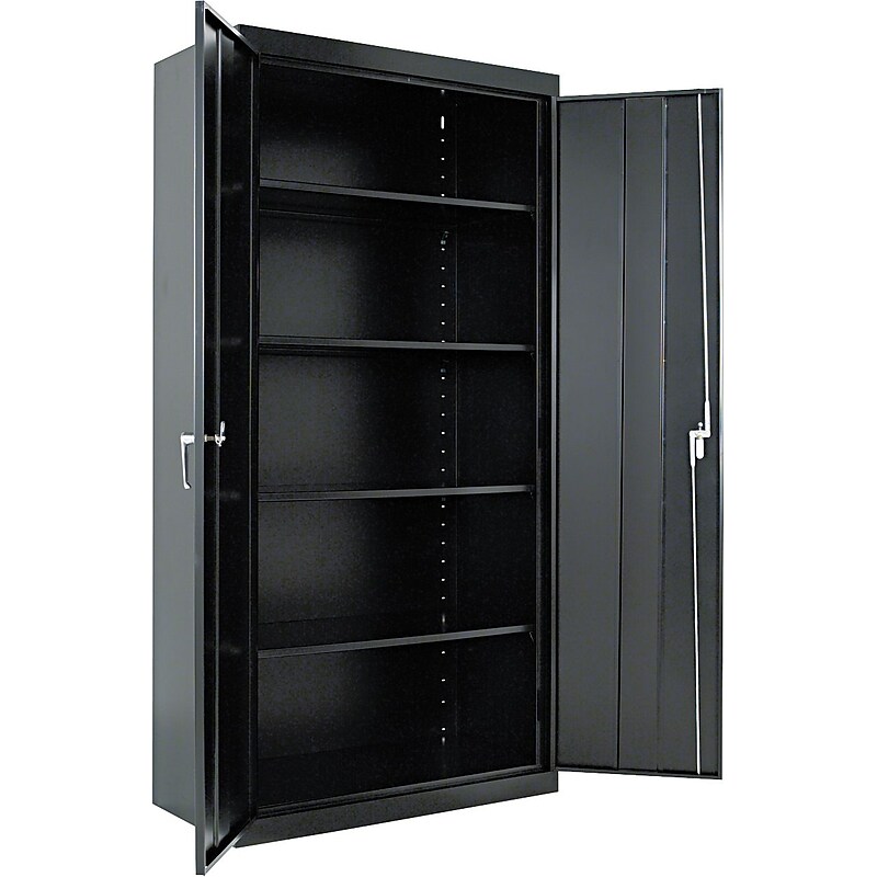 Alera Adjustable Storage Cabinet, Black, 4-Shelf, 36"W x 18"D x 72"H image 1