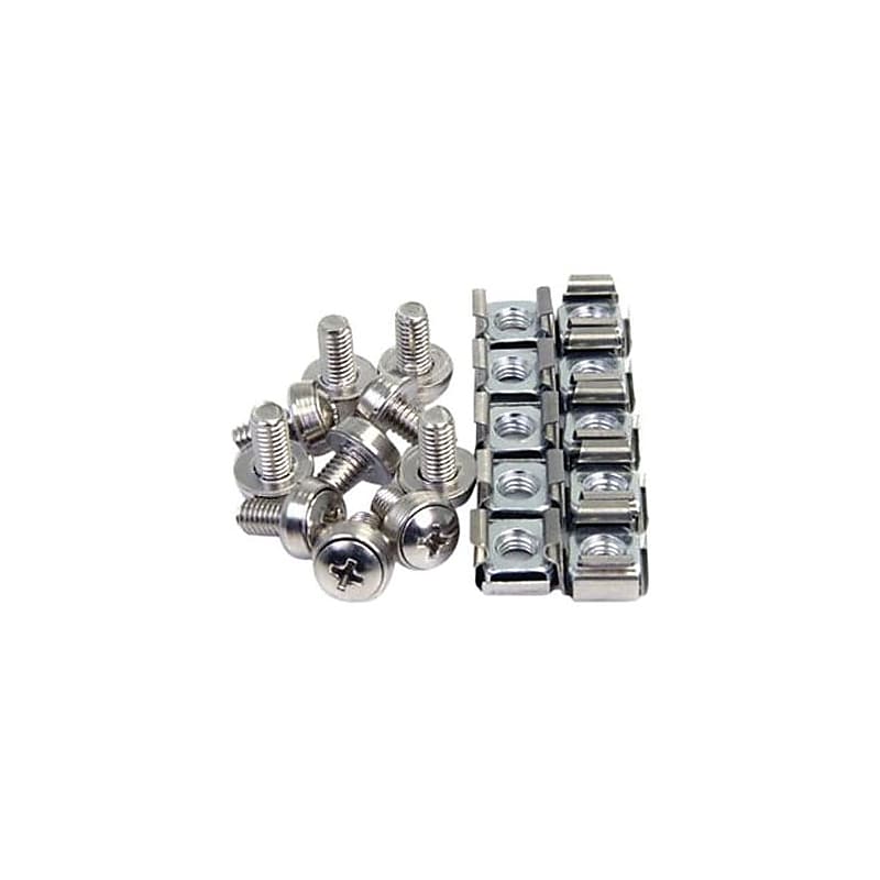 StarTech M6 Mounting Screws and Cage Nuts for Server Rack Cabinet, Silver, 50/Pack (CABSCREWM6) image 1