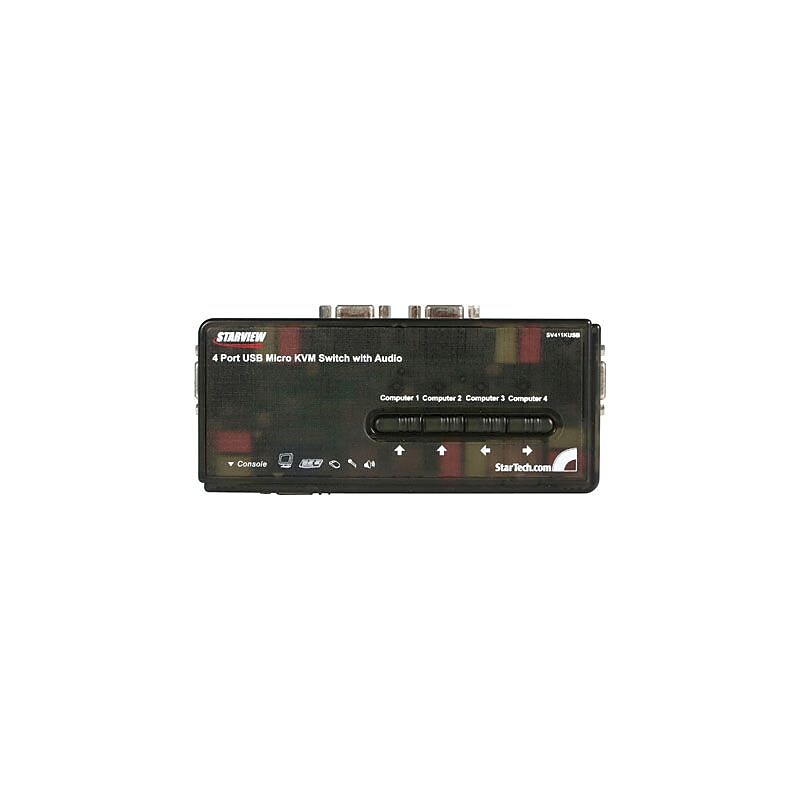 StarTech 4 Port Black USB KVM Switch Kit with Cables and Audio image 1