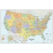 WallPops USA Dry Erase Map, White Border, 24" x 36" (WPE99073-S)