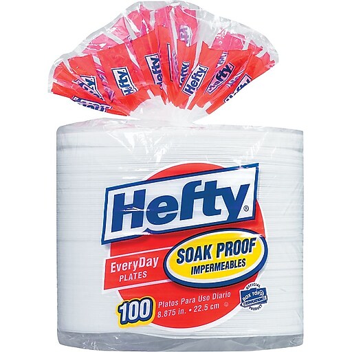 Hefty 8 7/8" Foam Plates, White, 100/Pack Staples