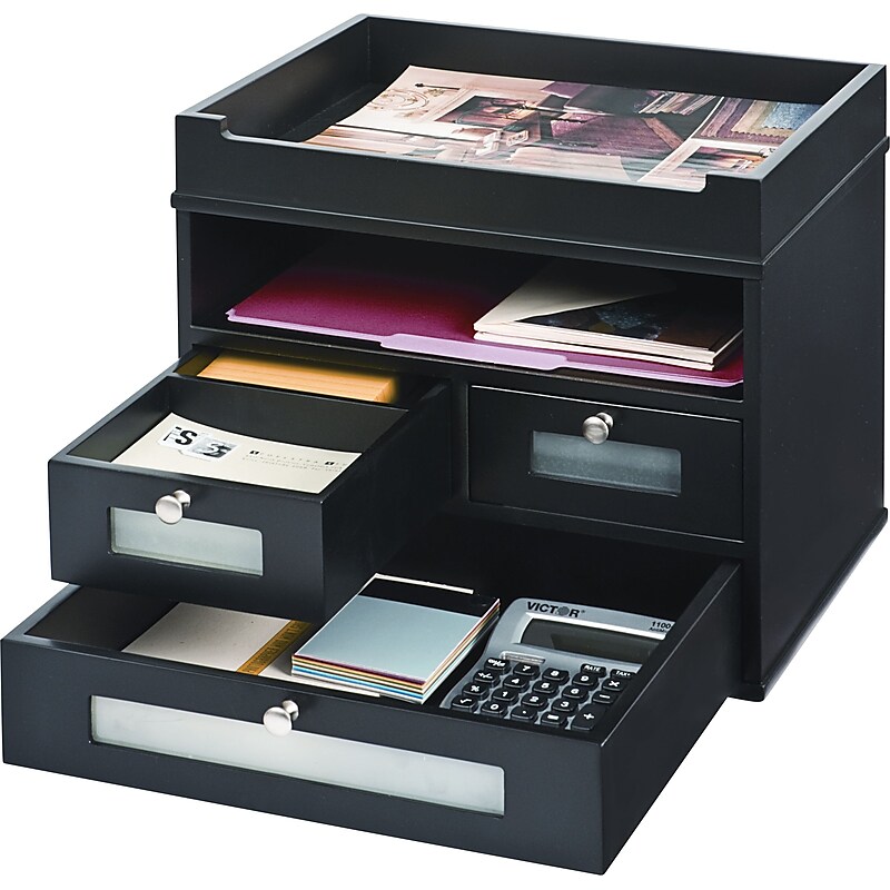 Victor Technology Wooden Tidy Tower, Midnight Black image 1