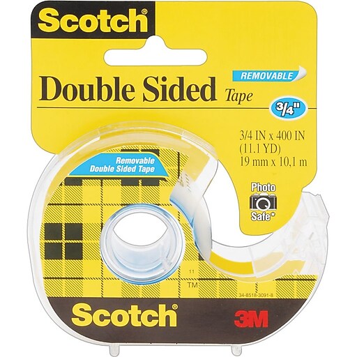 Scotch® Double Sided Removable Tape with Dispenser, 3/4" x 400", 1