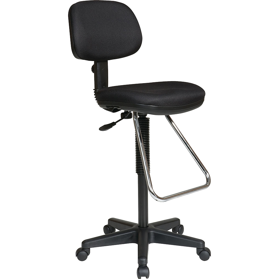 Office Star DC430 231 Work Smart Fabric Armless Drafting Chair, Black