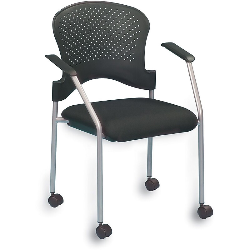 Raynor Eurotech Fabric Seat Breeze 4 Leg Side Chair, with Caster, Grey, 2/Carton image 1