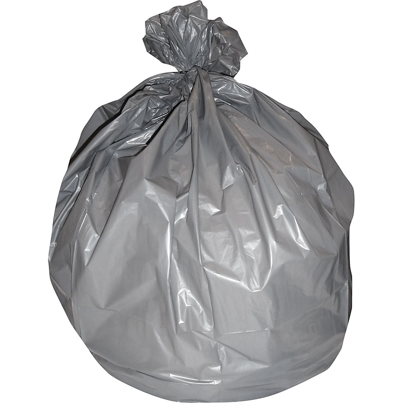 Heritage 40-45 Gallon Industrial Trash Bag, 40" x 46", Low Density, 1.1 Mil, Gray (H8046SG) image 1