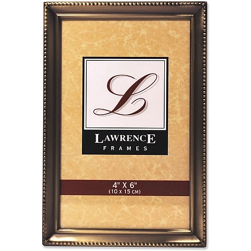 Lawrence Frames Antique Brass 4x6 Picture Frame Bead Border Design