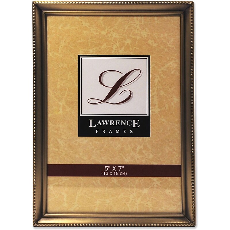 Lawrence Frames 5" x 7" Antique Brass Picture Frame, Bead Border Design (11457) image 1