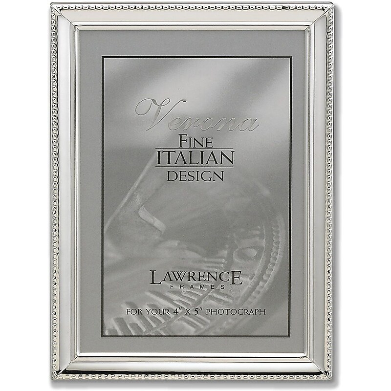 Lawrence Frames Polished Silver Plate 4" x 5" Picture Frame - Bead Border Design image 1