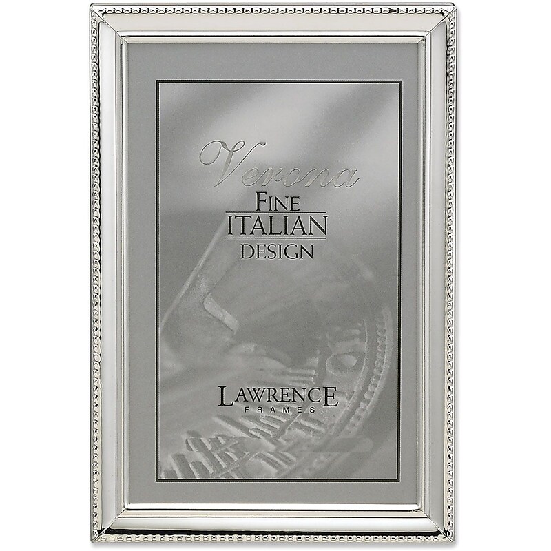 Lawrence Frames Verona Collection 8" x 12" Metal Silver Single Picture Frame with Beads (11682) image 1