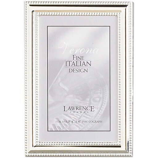 4x6 Metal Picture Frame SilverPlate with Delicate Beading at Staples