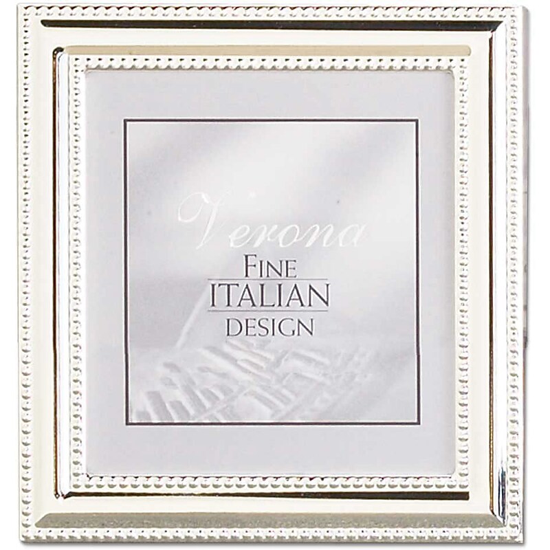 Lawrence Frames 5"x 5" Metal Picture Frame, Silver-Plate with Delicate Beading (510755) image 1