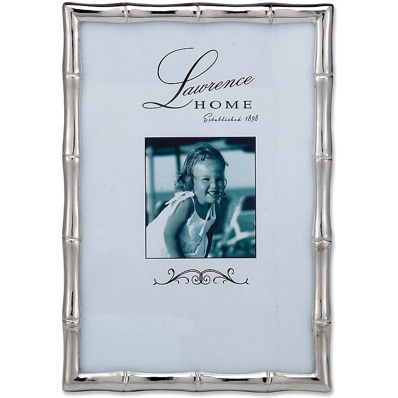 Lawrence Frames 4" x 6" Metal Bamboo Design Picture Frame, Silver (710146) image 1