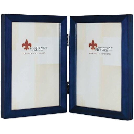 4x6 Hinged Double Blue Wood Picture Frame Gallery Collection Staples