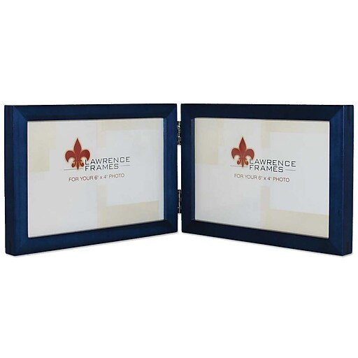 Shop Staples for 4x6 Hinged Double (Horizontal) Blue Wood Picture Frame